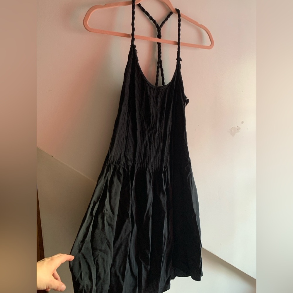 Silk Black Sleeveless Sundress Dress